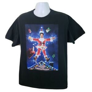Official National Lampoons Chevy Chase Christmas Vacation Black Tshirt Large